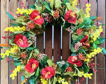 CHRISTMAS BUSH WREATH - Handcrafted Australian Native Faux Flora Door Wreath