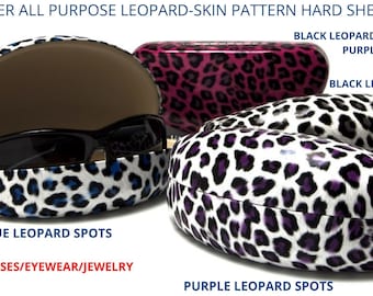 Sweet looking leopard-skin pattern sunglasses or eyewear cases, 4 pattern options, comes with microfiber bag + free shipping