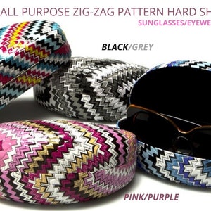 ZIG-ZAG PATTERN Hard Clam Shell Cases For Sunglasses or Eyewear Protection When Not Wearing Free Shipping Up Scale Superior Quality