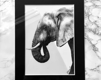 Elephant Pencil Print | Drawing Print | Elephant Artwork | Hand-drawn Print