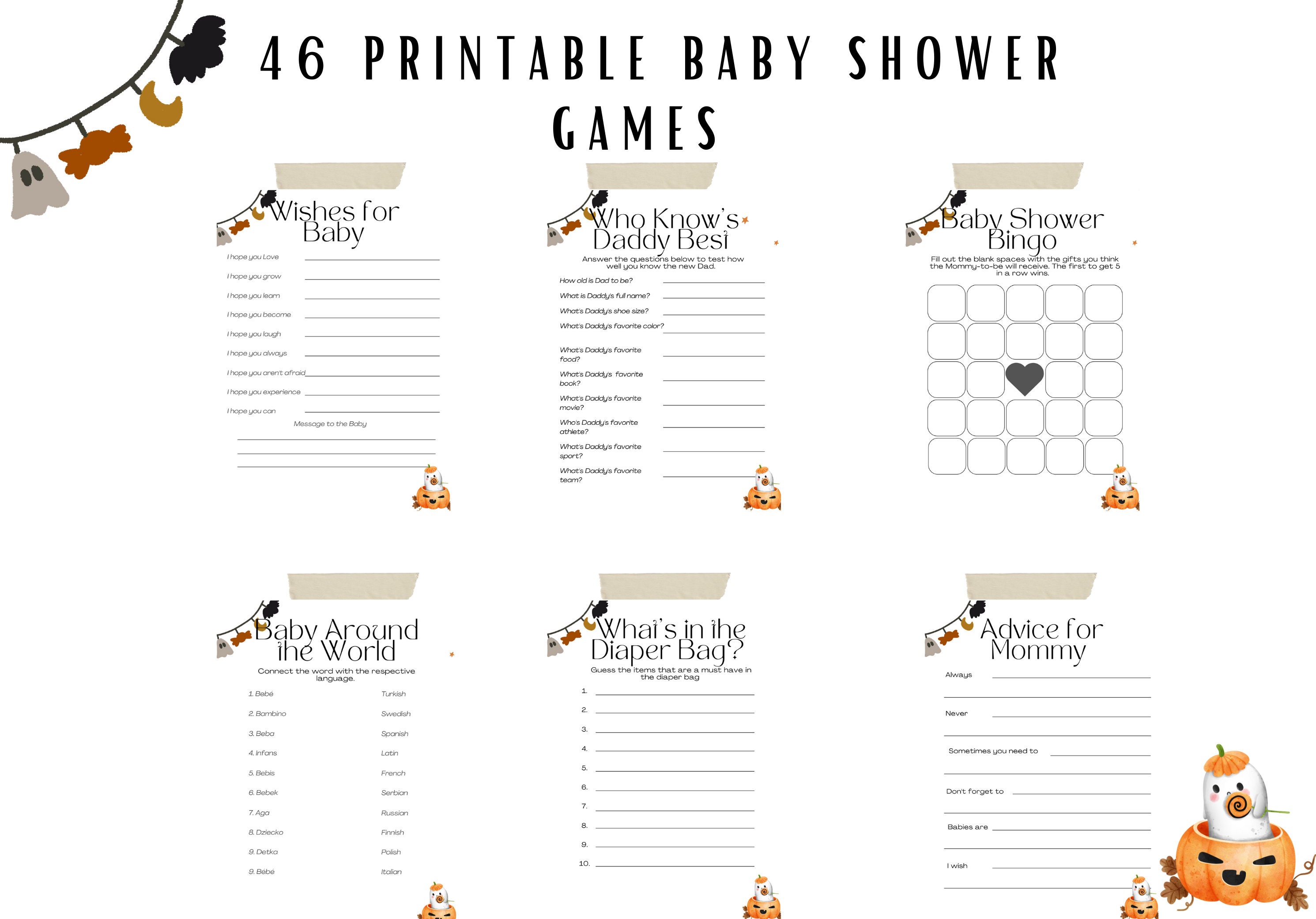 Printable Halloween Baby Shower Games A Little Boo Baby Shower Edit on ...