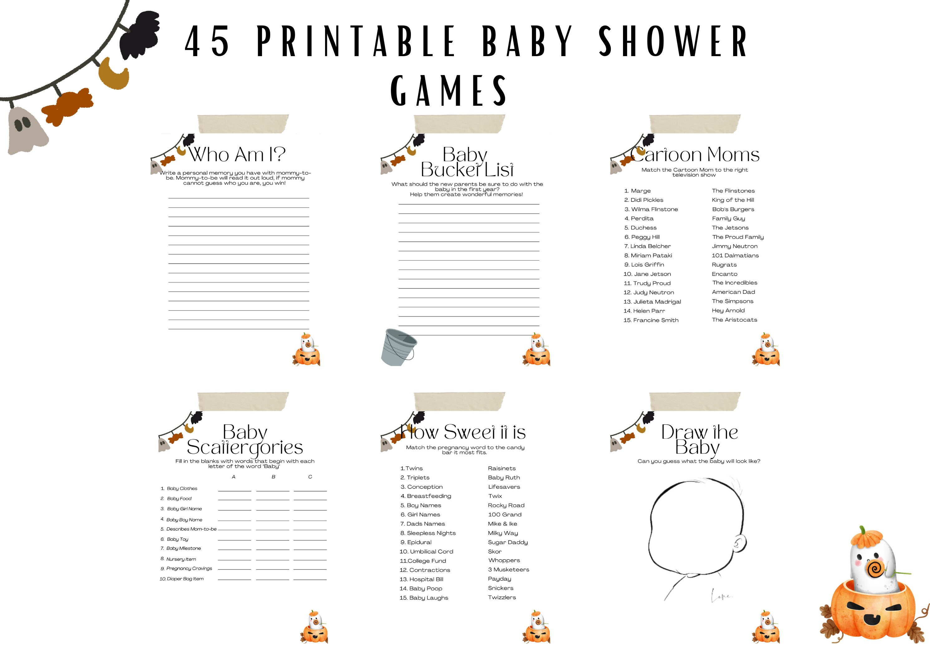 Printable Halloween Baby Shower Games A Little Boo Baby - Etsy