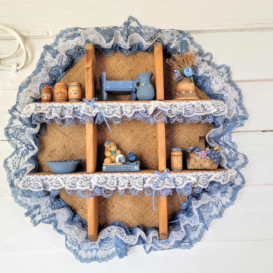 Vintage wooden miniature shelf handmade wall shelf country Etsy