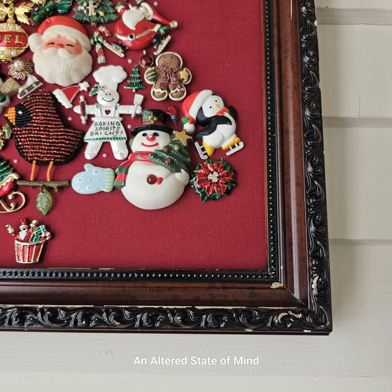 Upcycled Jewelry Christmas Tree, Framed Wall Hanging Decor, Cute