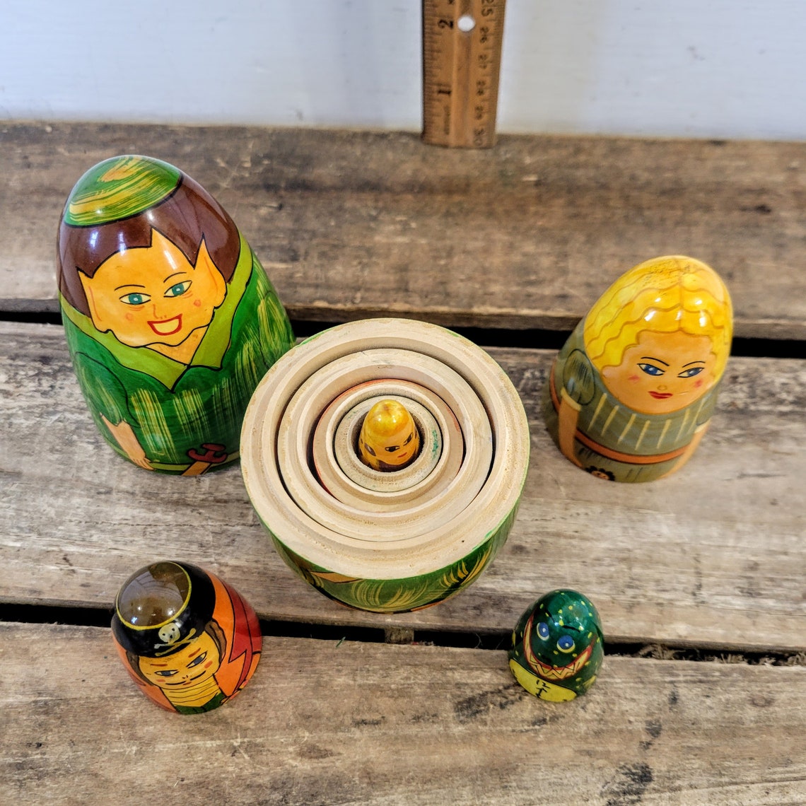 Peter Pan Nesting Egg Dolls Vintage Wooden Dolls Made in Etsy