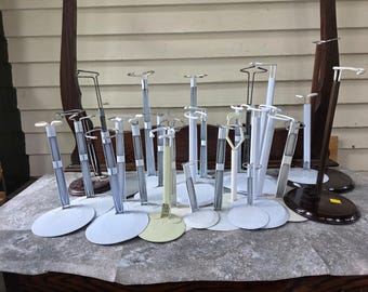 28 Vintage Metal Doll Stands: assorted sizes