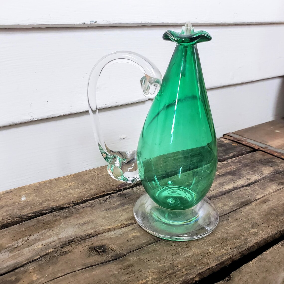 Vintage blown glass oil candle delicate glass liquid candle Etsy