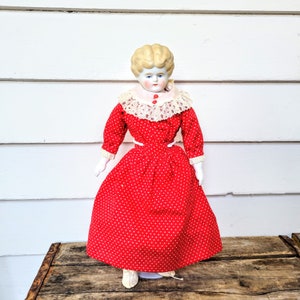 Muñeca vintage de cabeza de porcelana rubia de 14 pulgadas | Etsy
