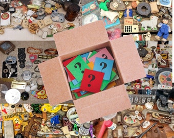 Vintage junk drawer lot mystery box vintage items assemblage altered art supplies mixed media bits and bobs found objects random miniatures