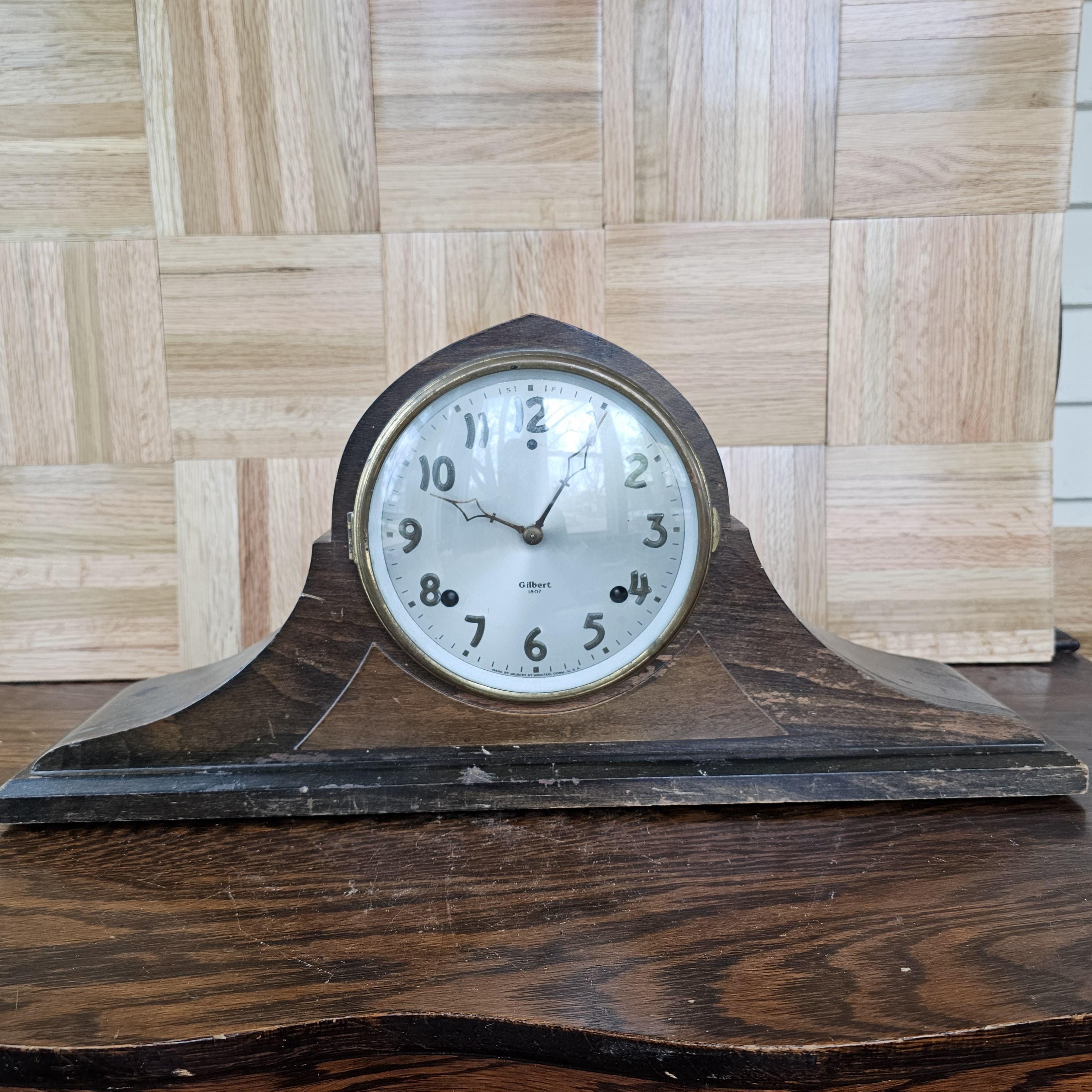 Vintage Gilbert 1907 Mantel Clock: Duo Tone Chime, Project Piece