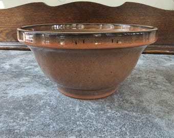 Vintage Brown Drip Glaze Pottery Bowl: Made in Germany, decorative shelf filler