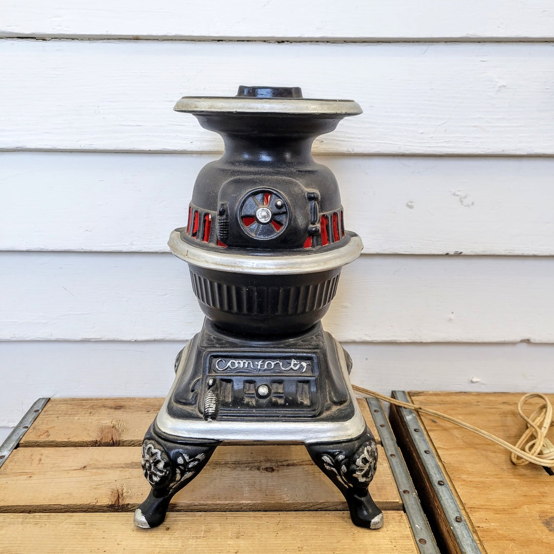 Vintage Arnel's Pottery Ceramic Pot Belly Stove Lamp Midcentury Rustic