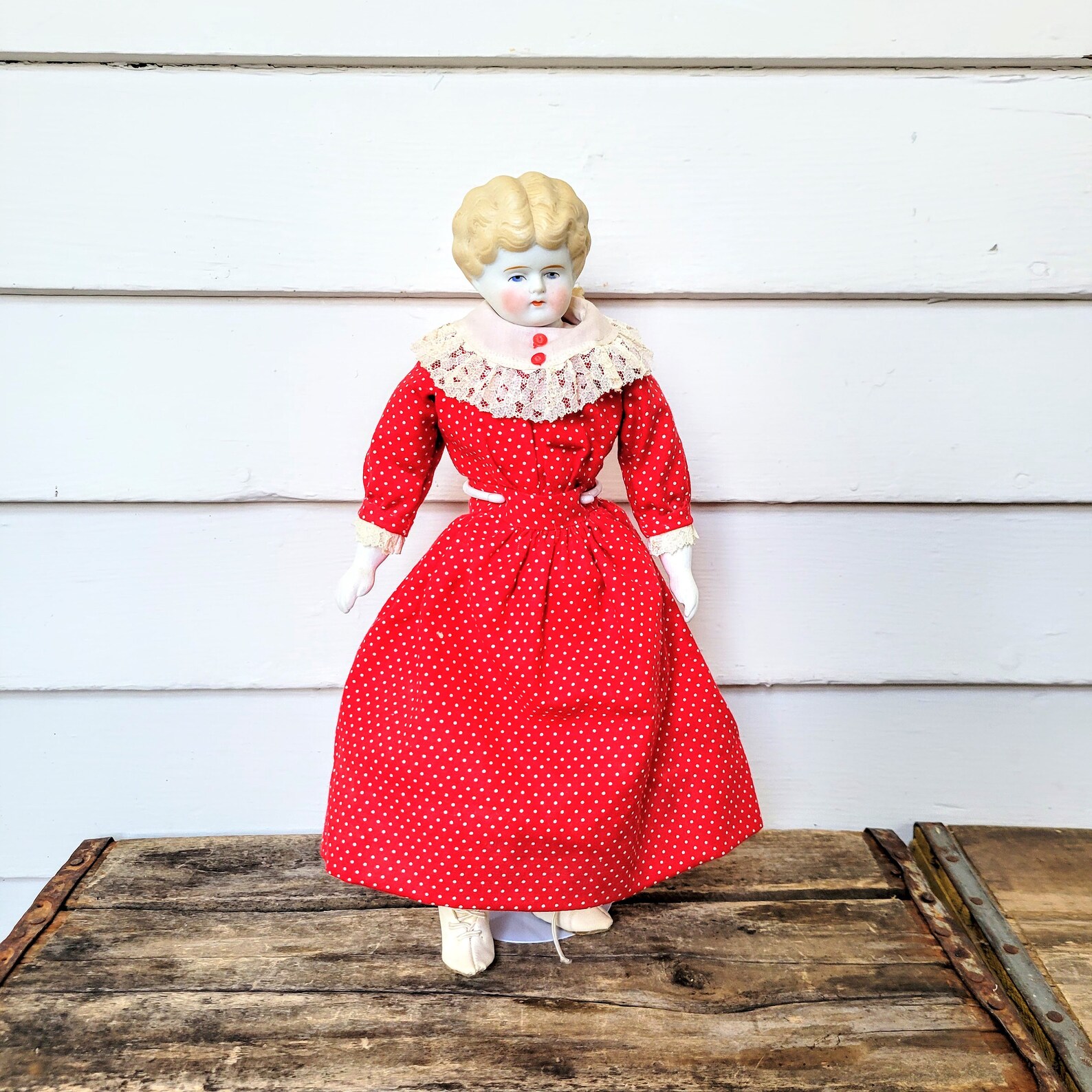 Muñeca vintage de cabeza de porcelana rubia de 14 pulgadas | Etsy