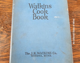 Vintage Watkins Cookbook blue 1930s J.R. Watkins recipe book paperback cooking kitchen vintage recipes meal prep planning foodie gift baking