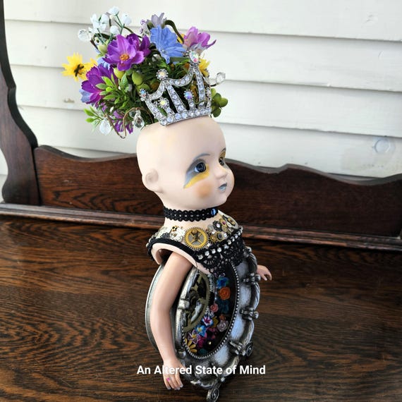 Florescence Altered Clock Doll: OOAK Art Assemblage Sculpture, Floral  Arrangement - Etsy