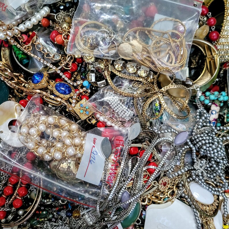 2 or 4 Pounds Nice all wearable jewelry mystery lot wearing image 3