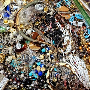 Nice wearable costume jewelry lot: mystery lot, wearing selling crafting, vintage to mod, mixed bulk jewelry, no junk, resell resale lot