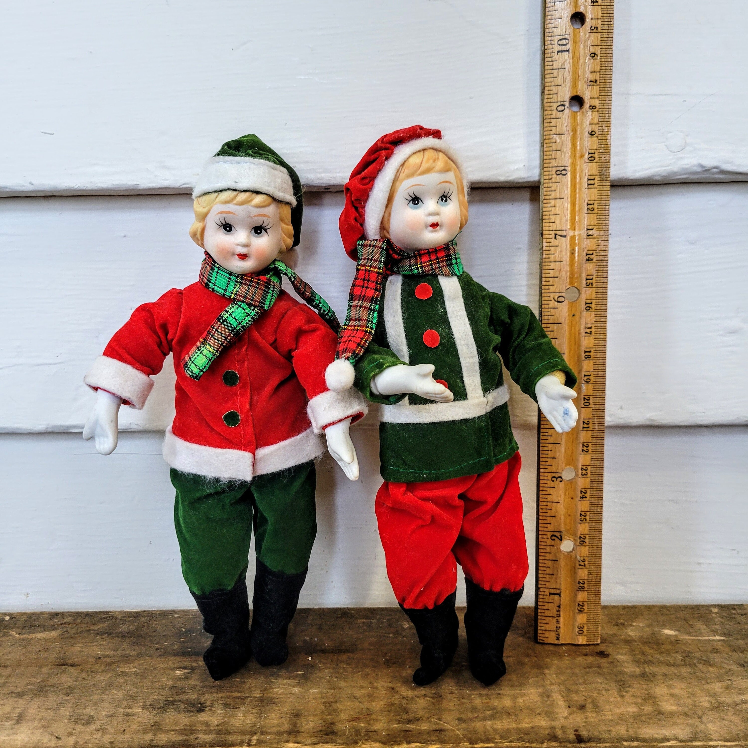 2 Small vintage porcelain Christmas dolls bisque porcelain Etsy