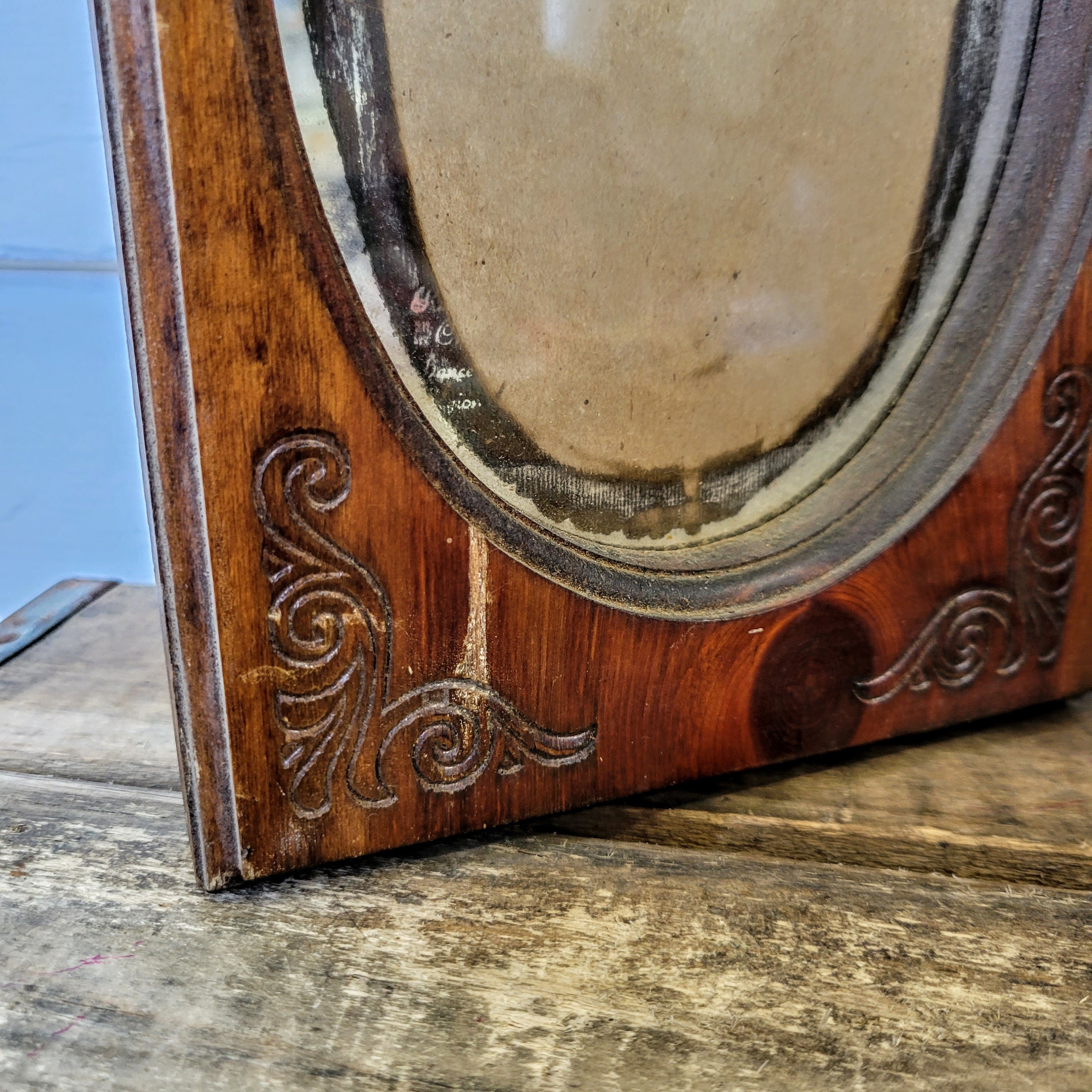 Vintage wood double oval picture frame etched designs ornate Etsy