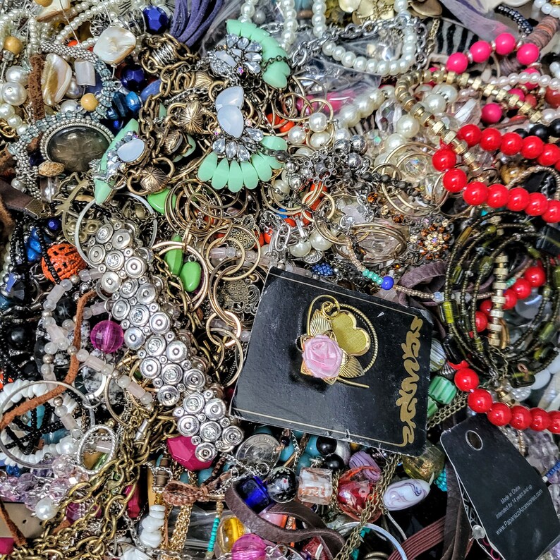 2 or 4 Pounds Nice all wearable jewelry mystery lot wearing image 1