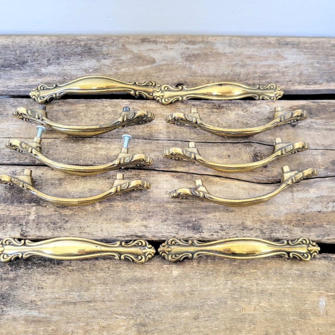 Vintage gold brass drawer handles 10 piece ornate drawer Etsy
