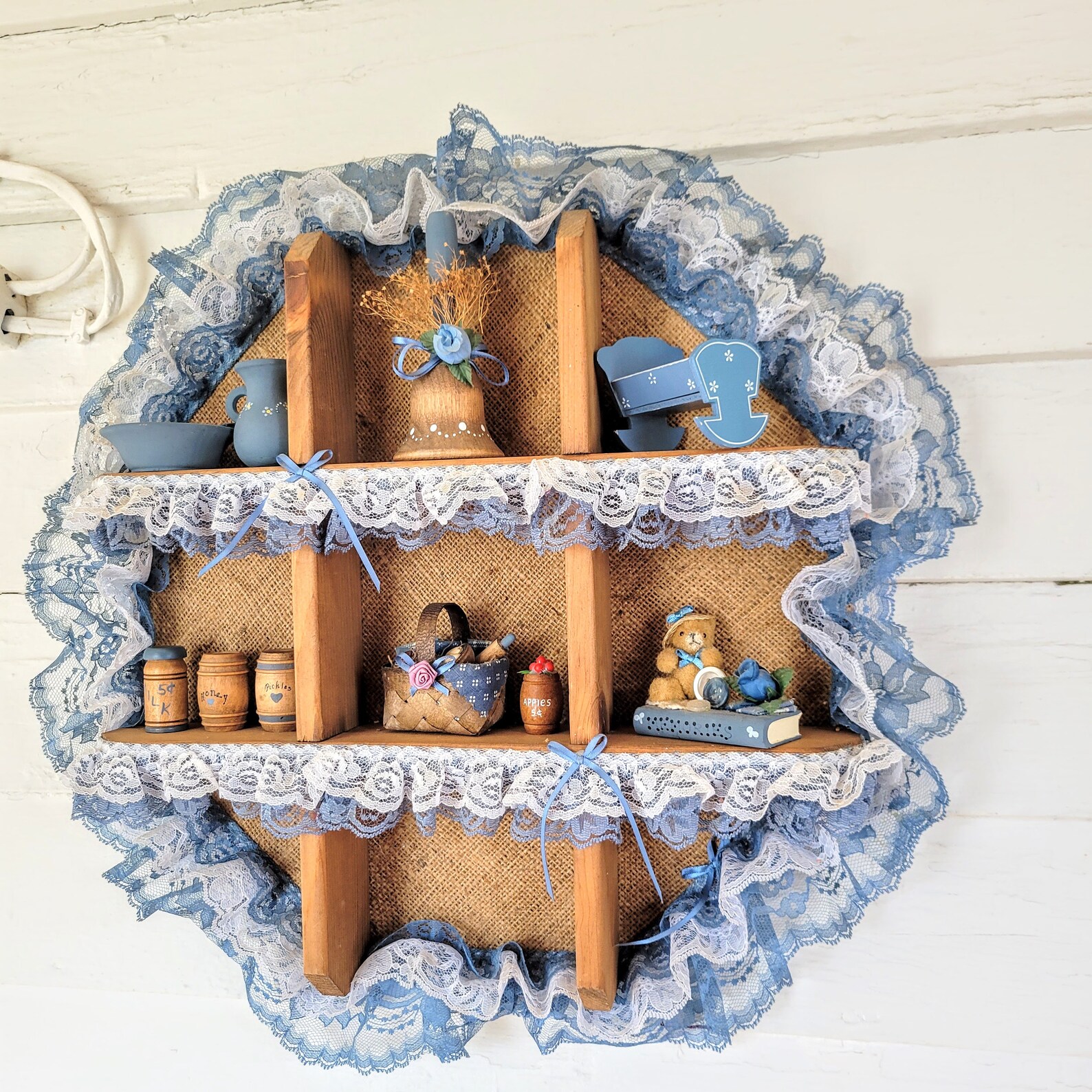 Vintage wooden miniature shelf handmade wall shelf country Etsy