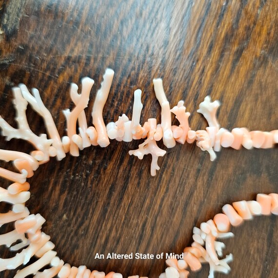 8" Vintage Coral Branch necklace salmon pink spin… - image 7