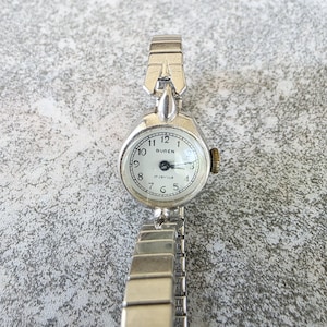 Vintage Buren Watch Silver Tone Cream Dial Arabic Numerals Expansion Band Tested Buren Watch - Etsy main image 4