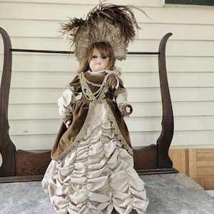 23&quot; Vintage Armand Marseille bisque doll, creepy old German doll, antique AM 370 DEP leather body, open mouth early 1900&#39;s, rivet joints
