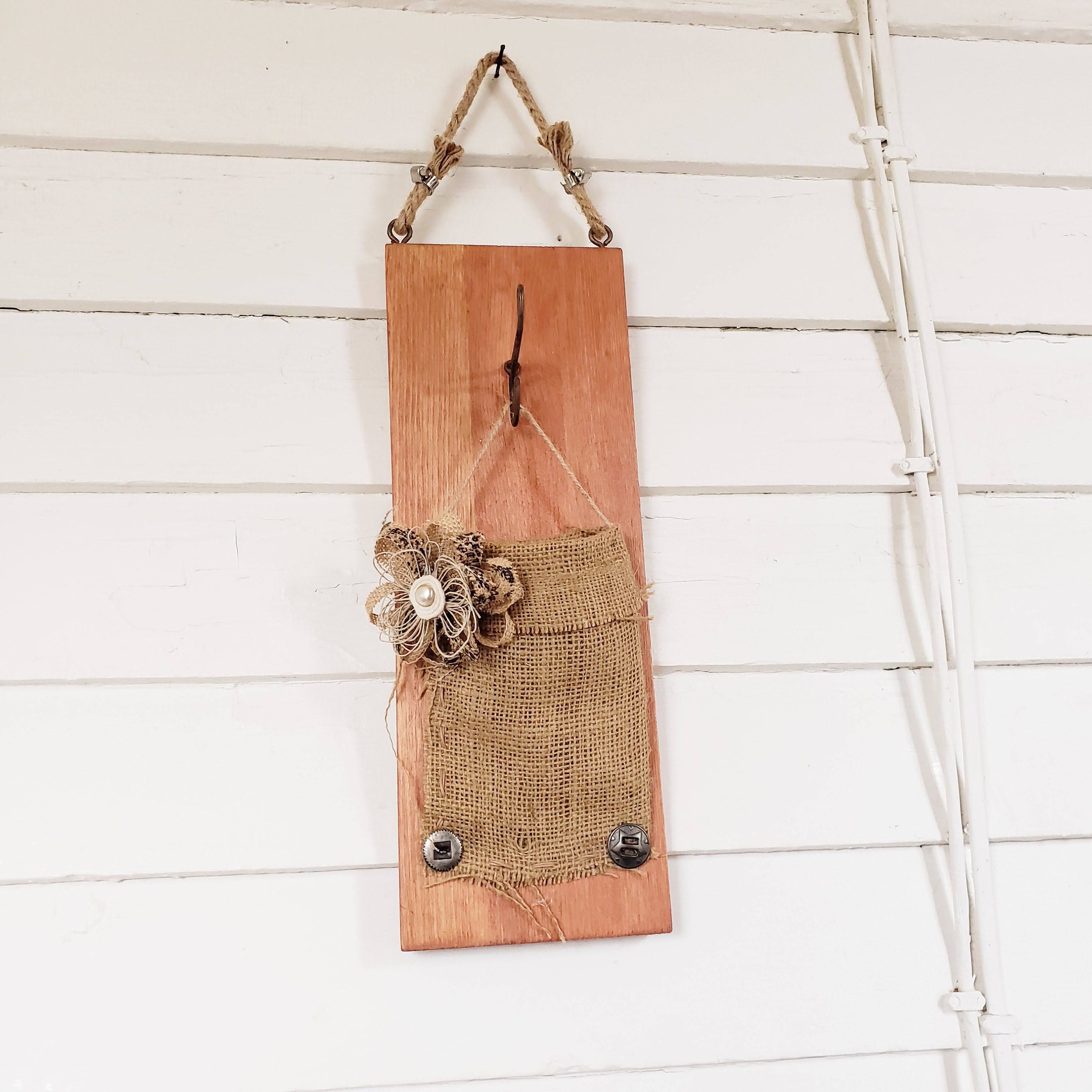 Cute country flower pocket wall decor burlap sack wall Etsy