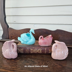 Choice, vintage ceramic swan planter small bird indoor succulent air plants planter pot decorative plant decor majestic blue pink Japan