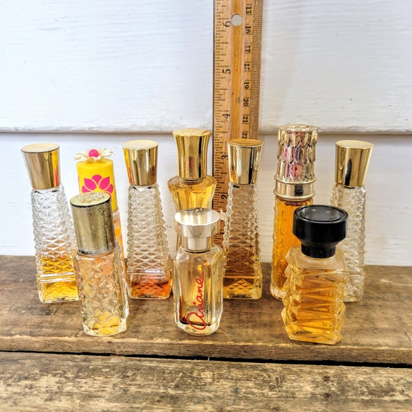 10 Vintage perfume bottle mixed lot small sample sized bottles miniature mini Avon clear glass perfume bottles splash spritz cologne