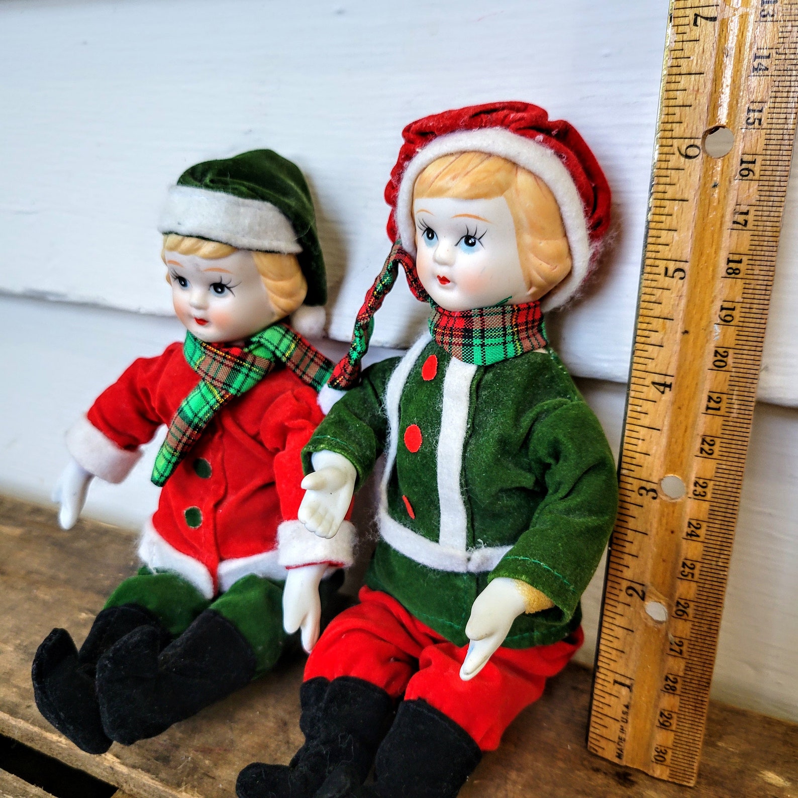 2 Small vintage porcelain Christmas dolls bisque porcelain Etsy