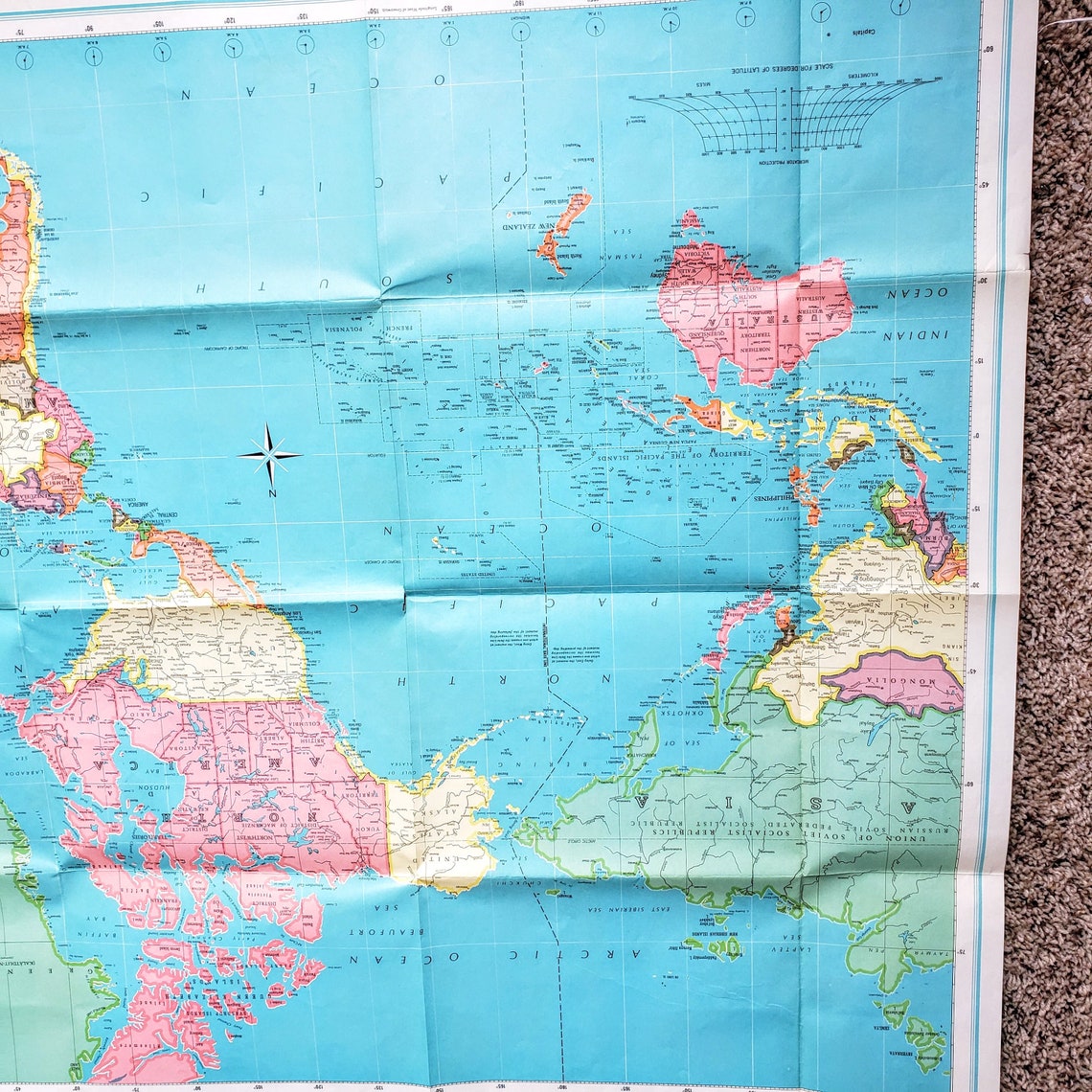 Vintage Hammond map of the world presented by Time Magazine Etsy