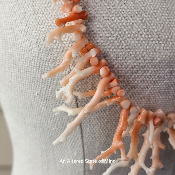 8" Vintage Coral Branch necklace salmon pink spin… - image 3