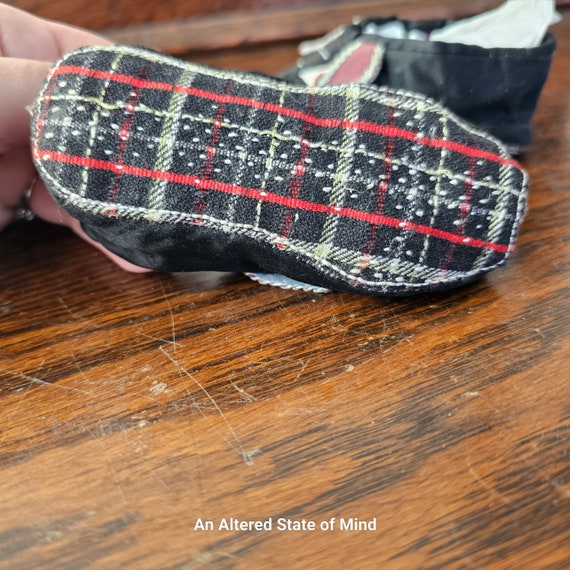 Vintage baby shoes black silk slip on pig piglets… - image 5