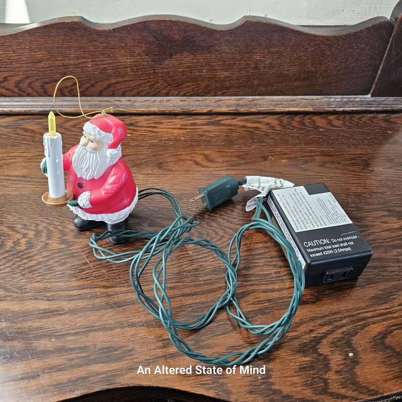 Vintage Mr. Christmas Santa's Candle, Light up Candle Power Cord