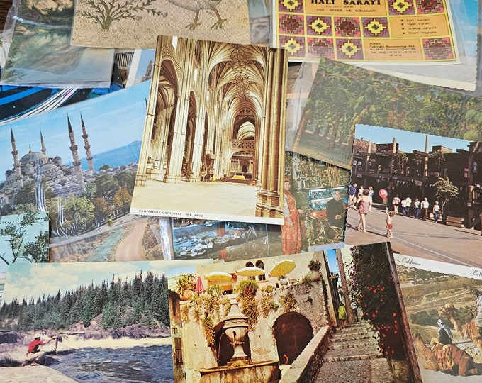 20 Vintage Postcards Random Lot, Vintage Junk Journal Paper Ephemera ...