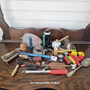 Vintage Junk Drawer Lot: Assemblage Found Object Art Supplies