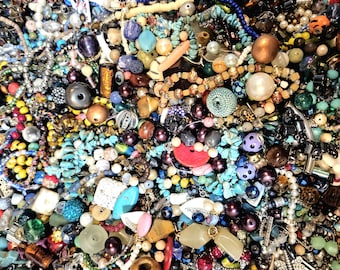 Loose Bead Soup Lot: Upcycled Junk Jewelry Making Supplies