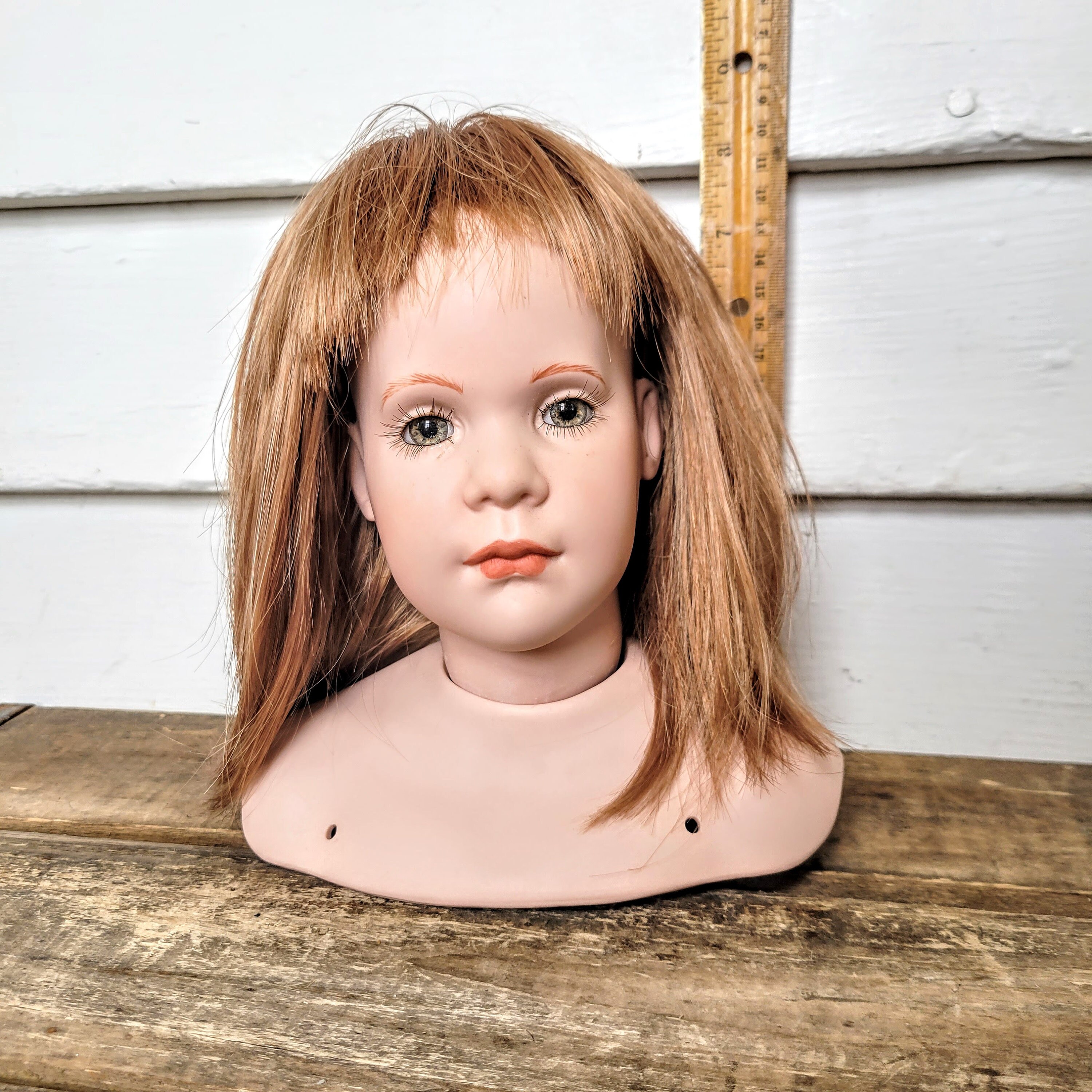 WHIMSICAL Overly-Raker Porcelain Ceramic Doll Head for Crafts & Doll Making 