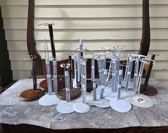 29 Vintage Metal Doll Stands: assorted sizes