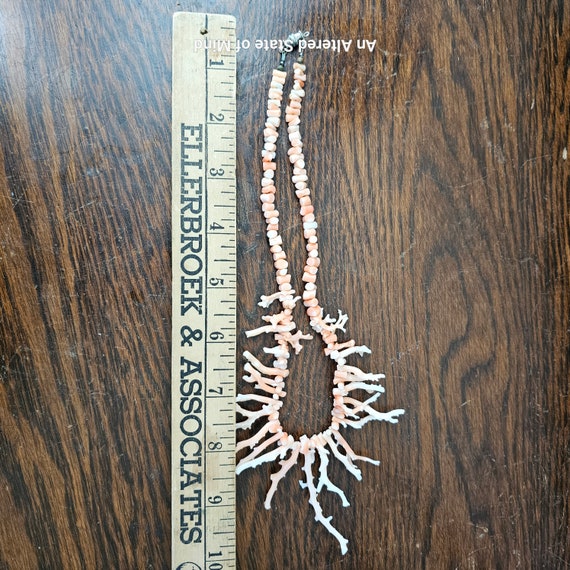 8" Vintage Coral Branch necklace salmon pink spin… - image 9