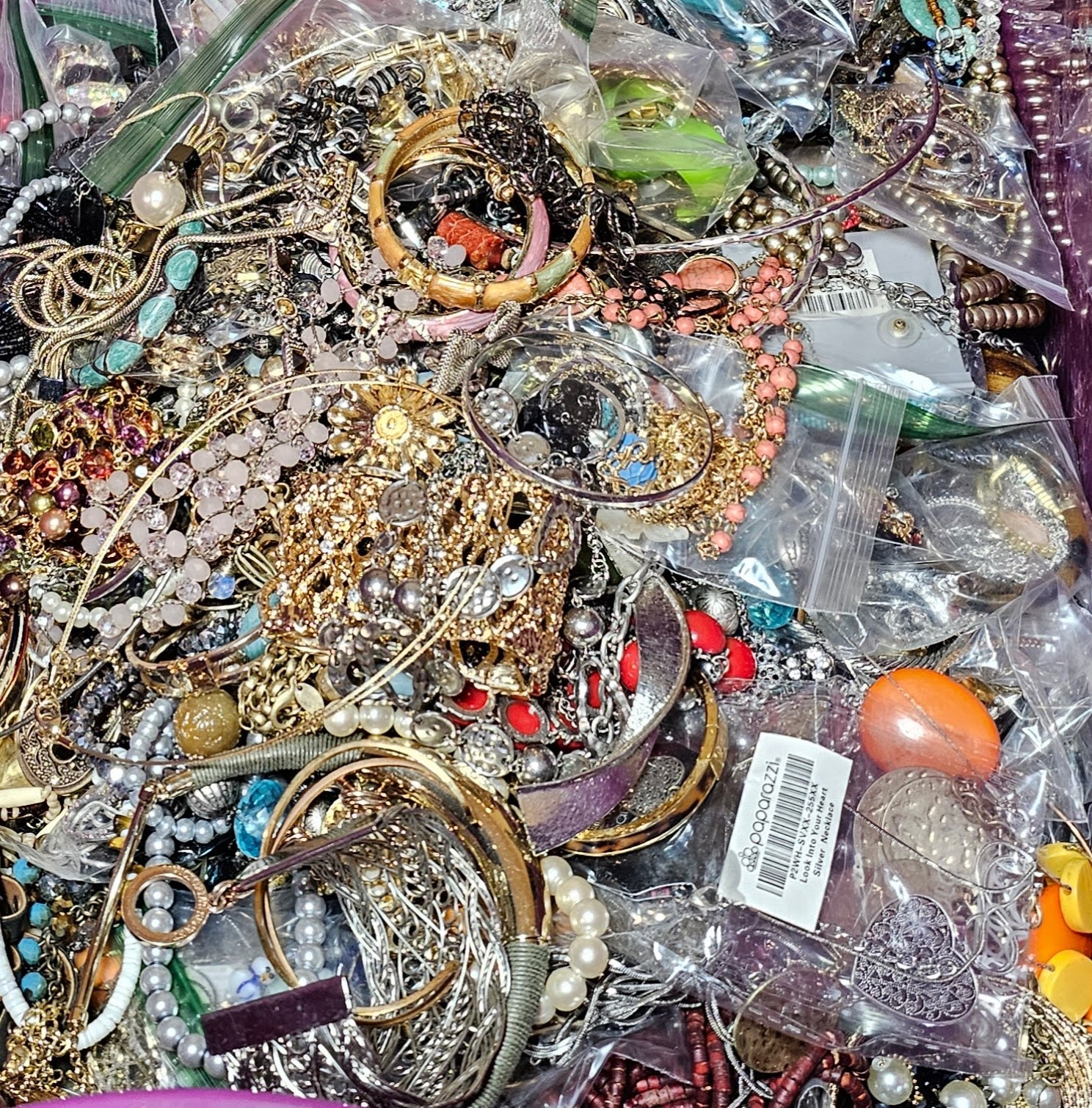2 or 4lb Nice wearable jewelry lot: mystery lot, wear sell craft, vintage to mod, no junk, bulk costume jewelry