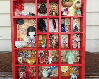 Caja colgante de Feng Shui: decoración asiática en miniatura, caja de sombra, colección instantánea