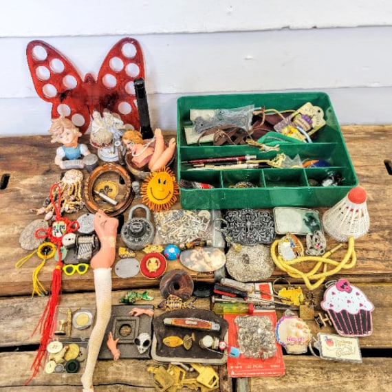 Vintage Junk Drawer Lot: Mystery Box of Assemblage Supplies - Etsy