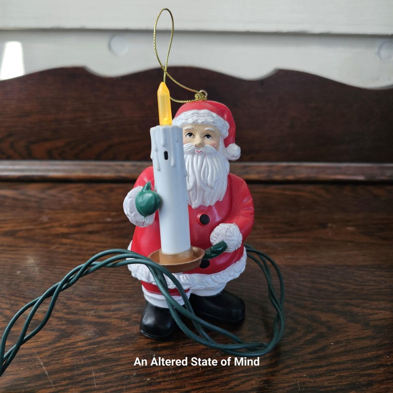 Vintage Mr. Christmas Santa's Candle, Light up Candle Power Cord