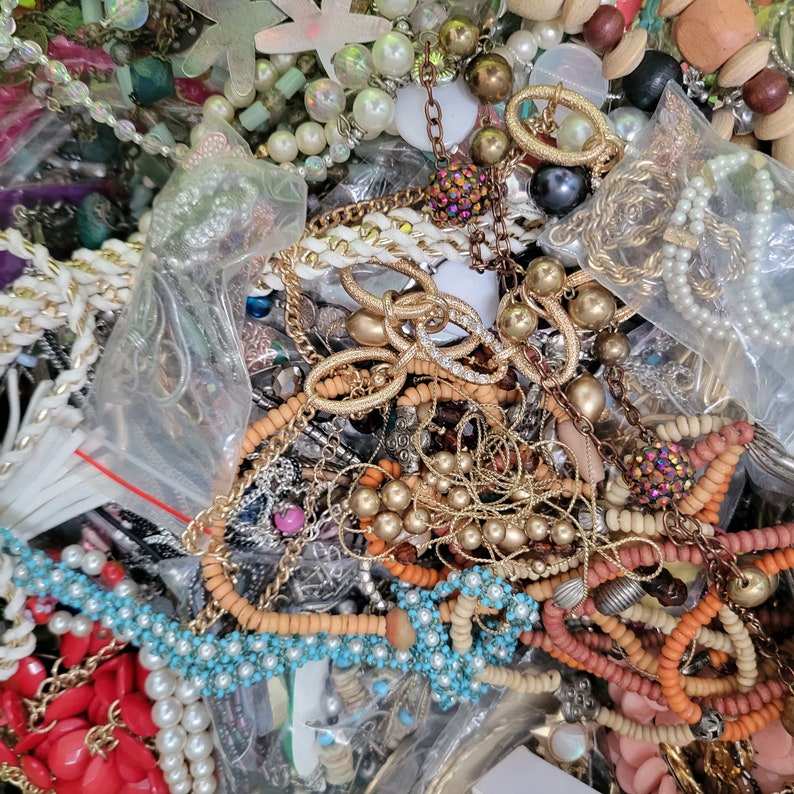 2 or 4 Pounds Nice all wearable jewelry mystery lot wearing image 7