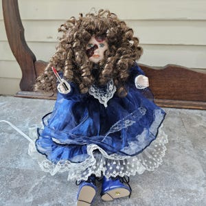 Creepy Hand-Painted Porcelain Horror Doll - Moving Haunted Prop