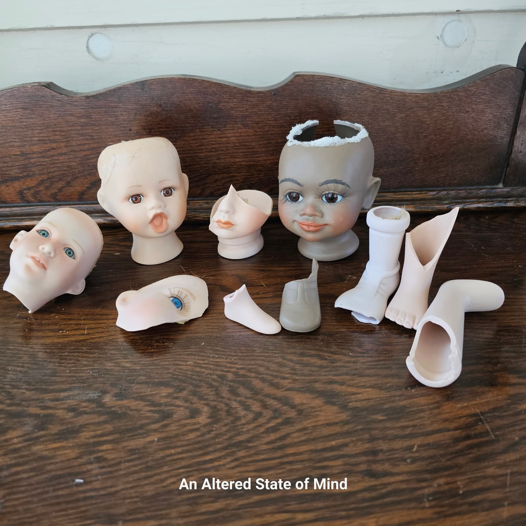 Broken Vintage Doll Parts Lot Porcelain Doll Heads Assemblage Etsy